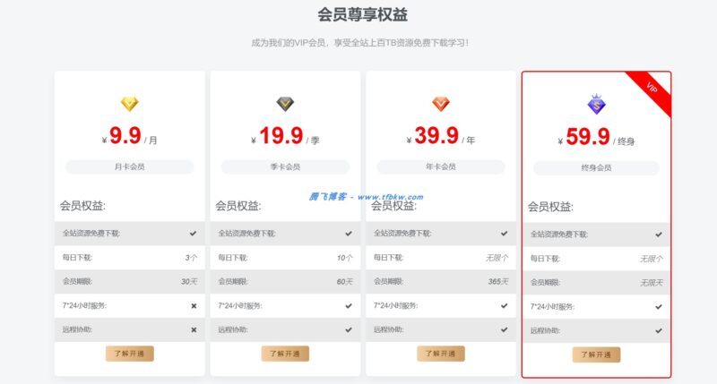 子比主题 - 首页VIP购买小工具（第一版） - 腾飞博客