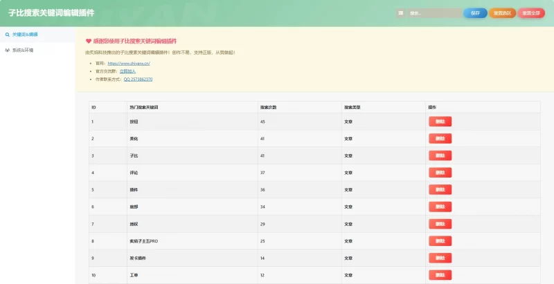 子比主题 - 搜索关键词编辑插件 - 腾飞博客