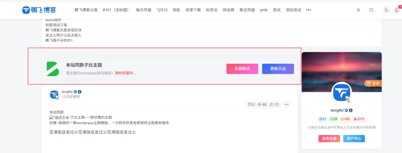 子比主题 - 文章上方推广样式代码 - 腾飞博客