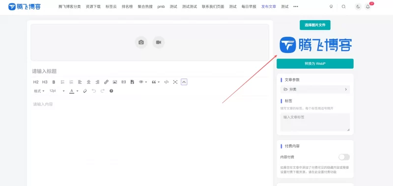 子比主题 - 发布文章前台图片转webp格式功能