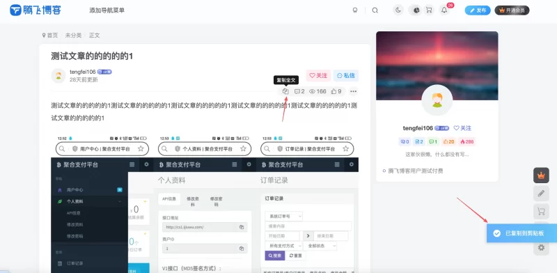 子比主题 – 文章左侧新增复制内容按钮 - 腾飞博客