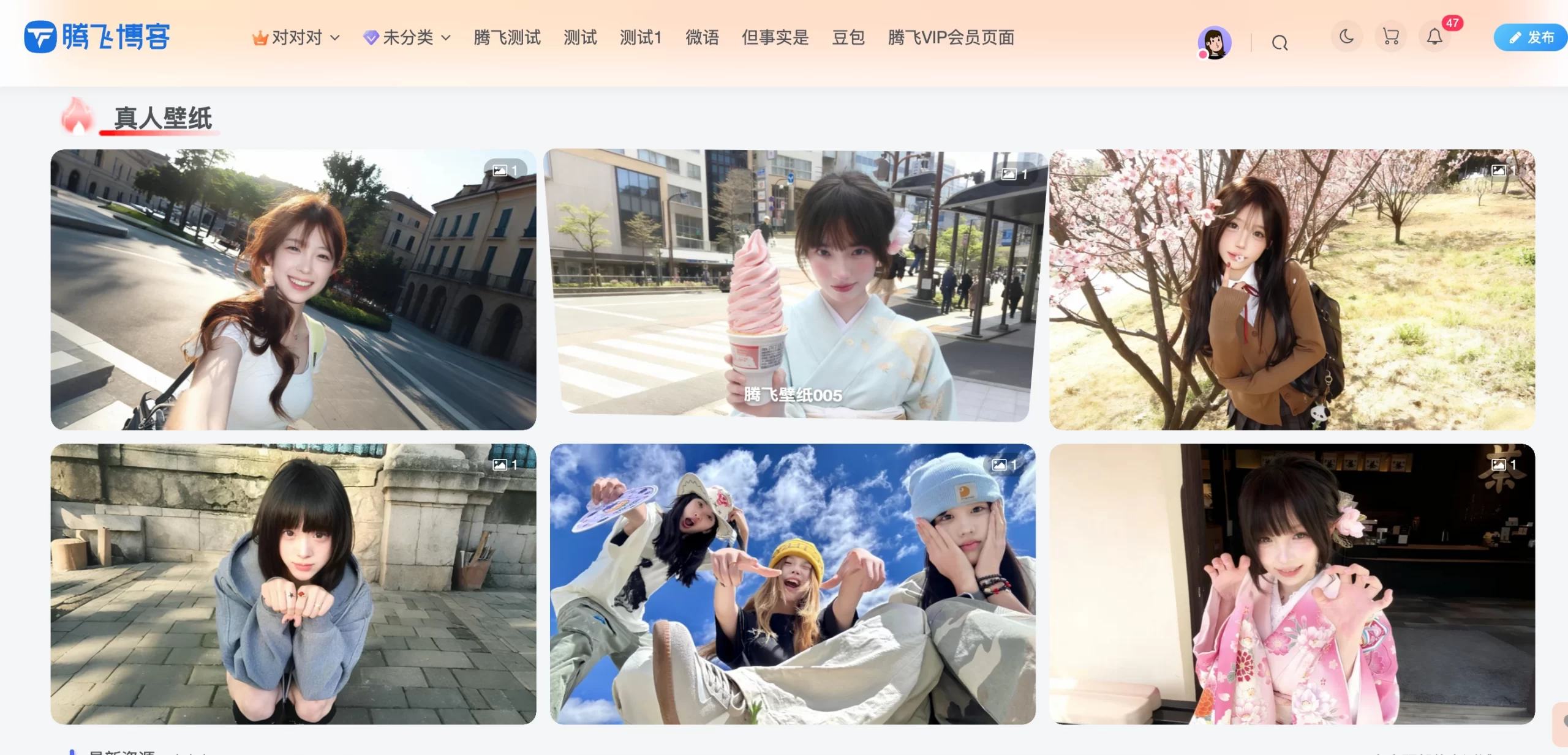 子比主题 – 真人壁纸样式小工具（第二版） - 腾飞博客