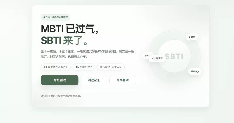 全网首发SBTI人格测试源码 - 腾飞博客